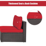 DORTALA 2 Piece Wicker Sectional Armless Chairs, Outdoor Rattan Sectional Sofa Set w/Cushions for Seat and Back, Additional Seats for Garden Balcony Patio Poolside, Red DORTALA