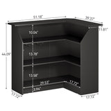 LITTLE TREE Black Bar Cabinet, 4-Tier Home Mini Bar Cabinet with Stemware Rack, Freestanding Wooden Storage Cabinet, Modern L-Shaped Liquor Table Cabinet for Living Room, Dining Room LITTLE TREE