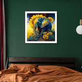 Stalente Diamond Painting Kits for Adults, Elephant Round Full Drill Diamond Art Kits, 5D DIY Paint with Diamonds Crafts for Home Wall Decoration Gifts 12×12Inch, Sunflower Stalente