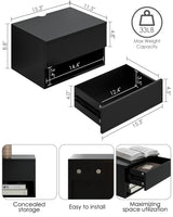 Floating Nightstand, Small Modern Floating Nightstand with Drawer, Floating Shelves for Bedroom, Bathroom (Black) Aienvey