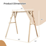 Tangkula 770lbs Porch Swing Frame, Heavy Duty A-Frame Wooden Swing Stand with Reinforced Bars, Freestanding Log Porch Swing Frame Only for DIY Painting, Ideal for Porch, Lawn, Garden, Backyard Tangkula