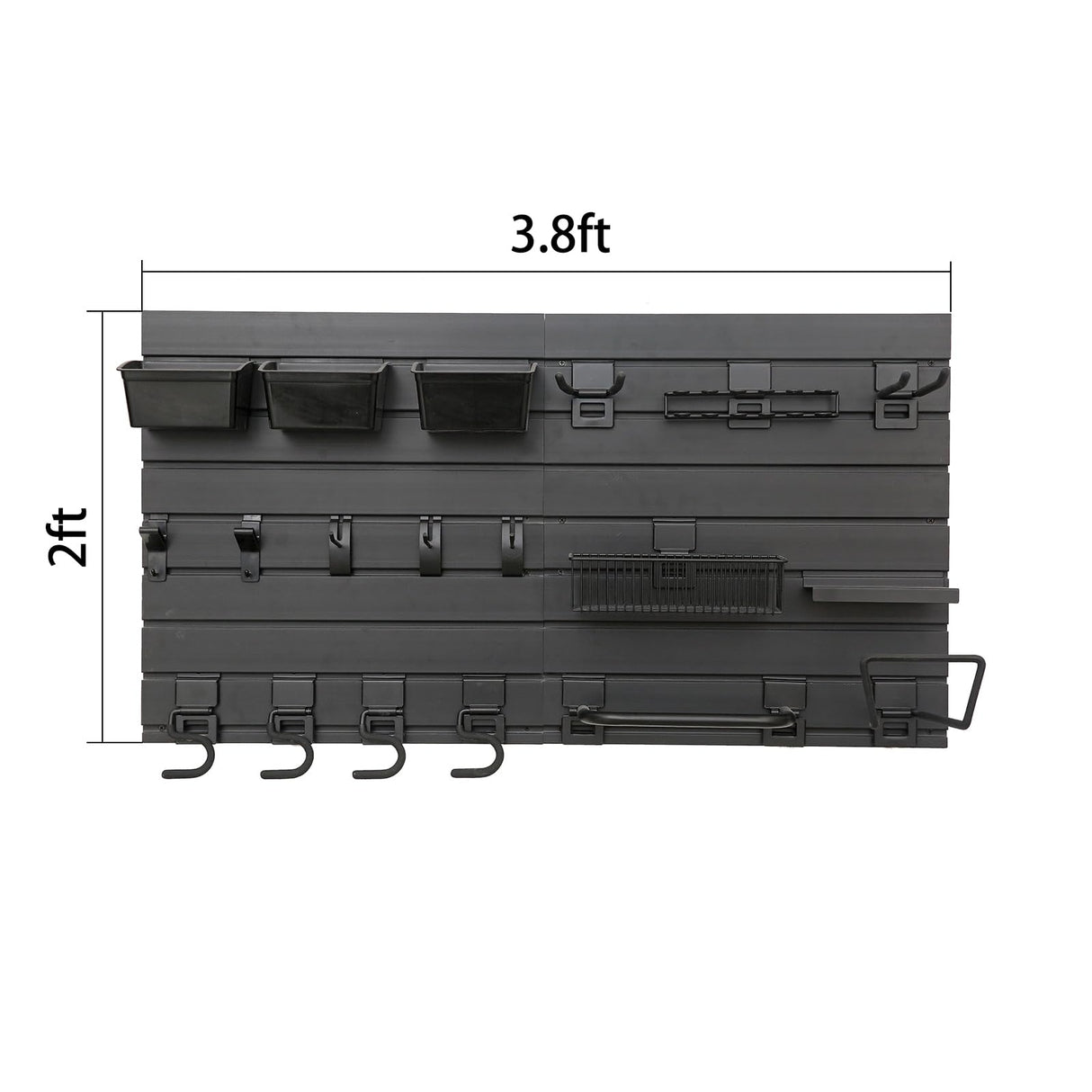 Wensilon Black Tool storage wall Broom Holder Mop Hanger Wall Mount Plastic nano-molecule Organization Garage Storage System Garden Kitchen Tool Organizer Wall Control 2ft 3.8 ft. Wensilon