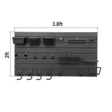 Wensilon Black Tool storage wall Broom Holder Mop Hanger Wall Mount Plastic nano-molecule Organization Garage Storage System Garden Kitchen Tool Organizer Wall Control 2ft 3.8 ft. Wensilon