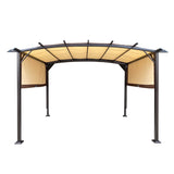 PERFECT GARDEN 12' x 9' Ft. Outdoor Patio Retractable Canopy Gazebo Metal Pergola with Adjustable Shade (Beige) PERFECT GARDEN
