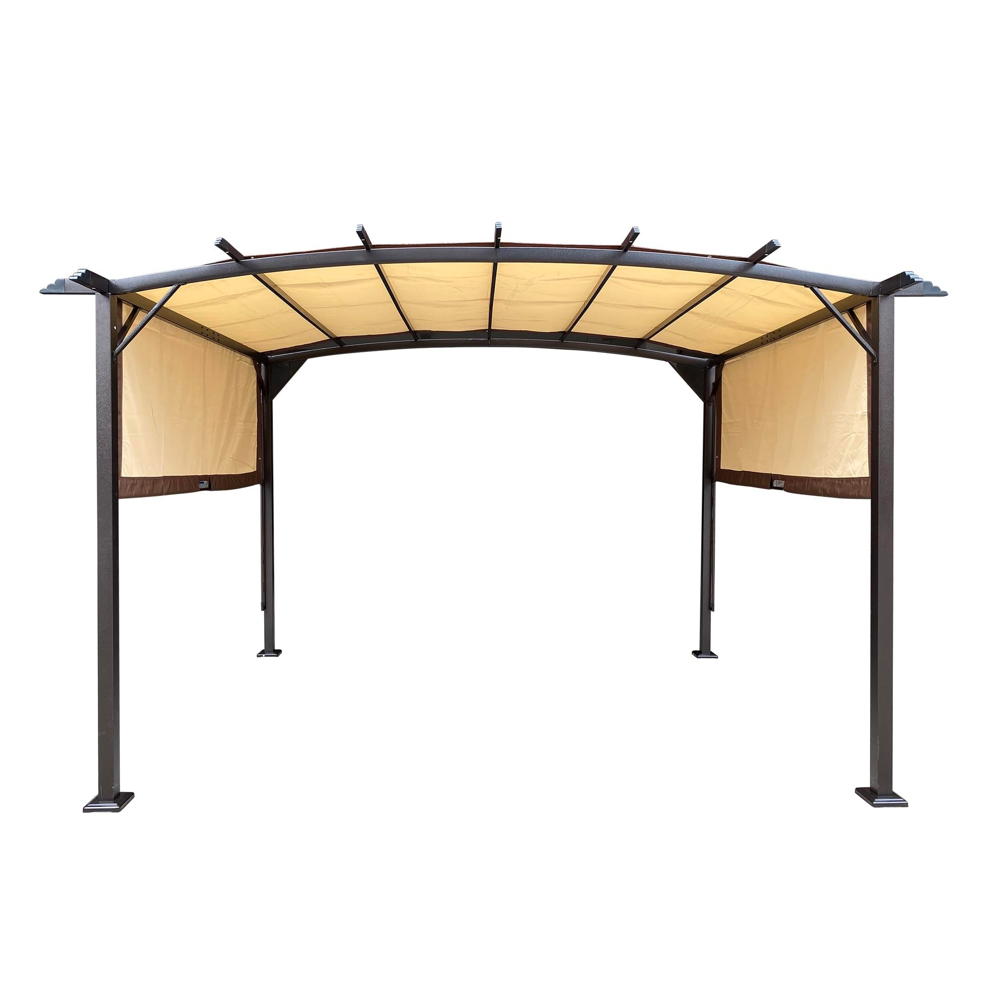 PERFECT GARDEN 12' x 9' Ft. Outdoor Patio Retractable Canopy Gazebo Metal Pergola with Adjustable Shade (Beige) - WoodArtSupply