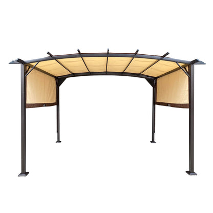 PERFECT GARDEN 12' x 9' Ft. Outdoor Patio Retractable Canopy Gazebo Metal Pergola with Adjustable Shade (Beige) - WoodArtSupply