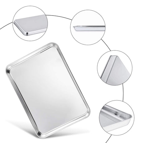 TeamFar Baking Sheet, 20’’×14’’×1’’, Cookie Sheet Half Sheet Baking Pans Stainless Steel, Non Toxic & Healthy, Heavy Duty & Thick Gauge, Mirror Finish & Dishwasher Safe - 2 Piece TeamFar
