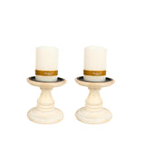 Hosley White 5 Inch High Wooden Pillar Candle Holder Country Style. Ideal Gift for Wedding Party Home Spa Reiki Aromatherapy LED Votive Candle Gardens W1 Hosley