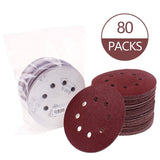 80 Pack 5 inch Sanding Discs Kit 8 Hole Sander for Drill Polishing Pad Hook and Loop Plate 60 80 120 180 240 400 600 800 Grit Sandpaper Abrasive Tool AUTOTOOLHOME