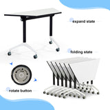6 Pack Folding Conference Room Tables,Modern Rectangular Foldable Conference Table Flip Top Mobile Training Tables with Wheels Meeting Table for Office Meeting Room Classroom(47.2 in) rzoizwko