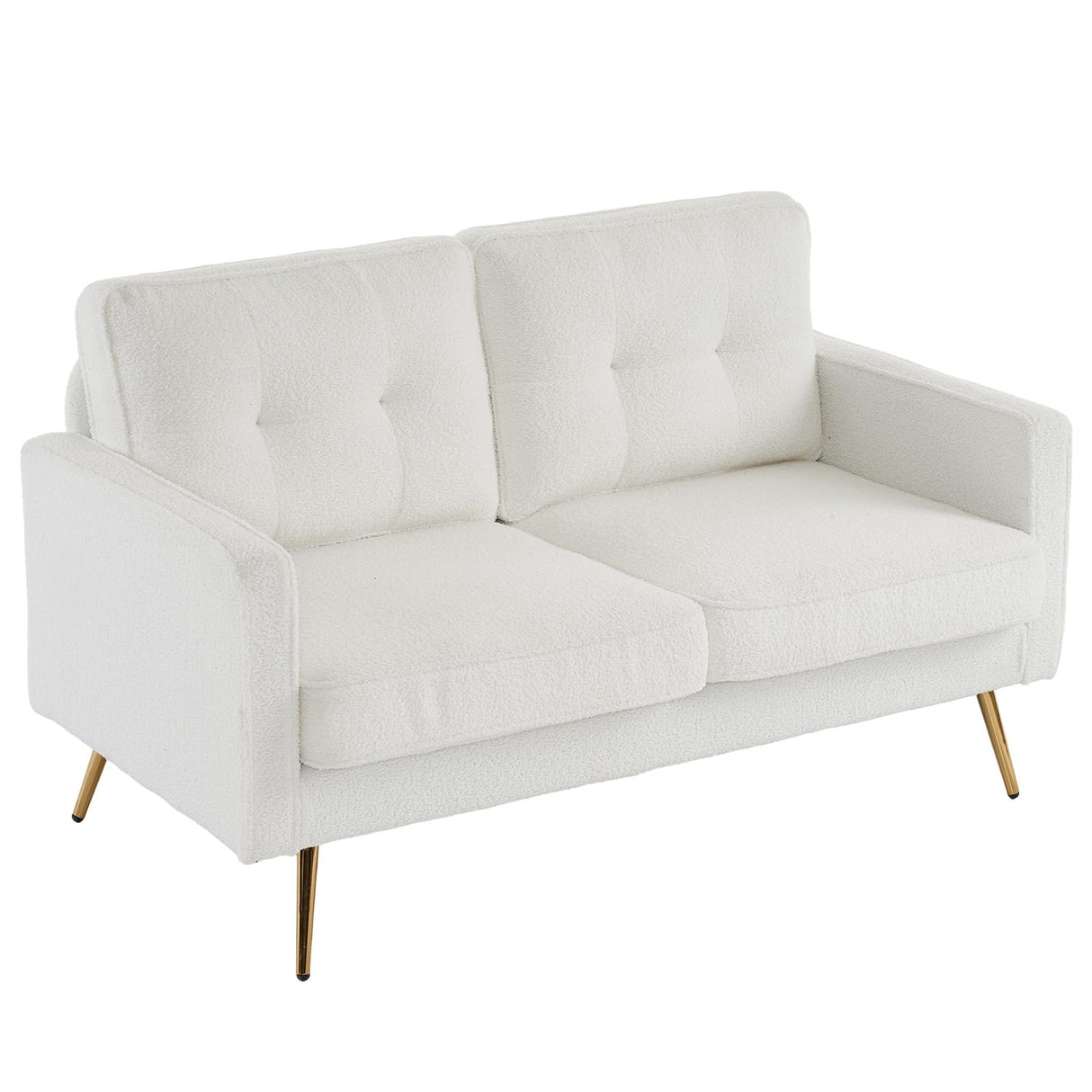 VINGLI 56" Modern White Loveseat,Small Sofa Couch with Deep Seat for Living Room,Faux Sherpa 2-Seater Sofa for Bedroom,Apartment,Office,Dorm,Small Space VINGLI