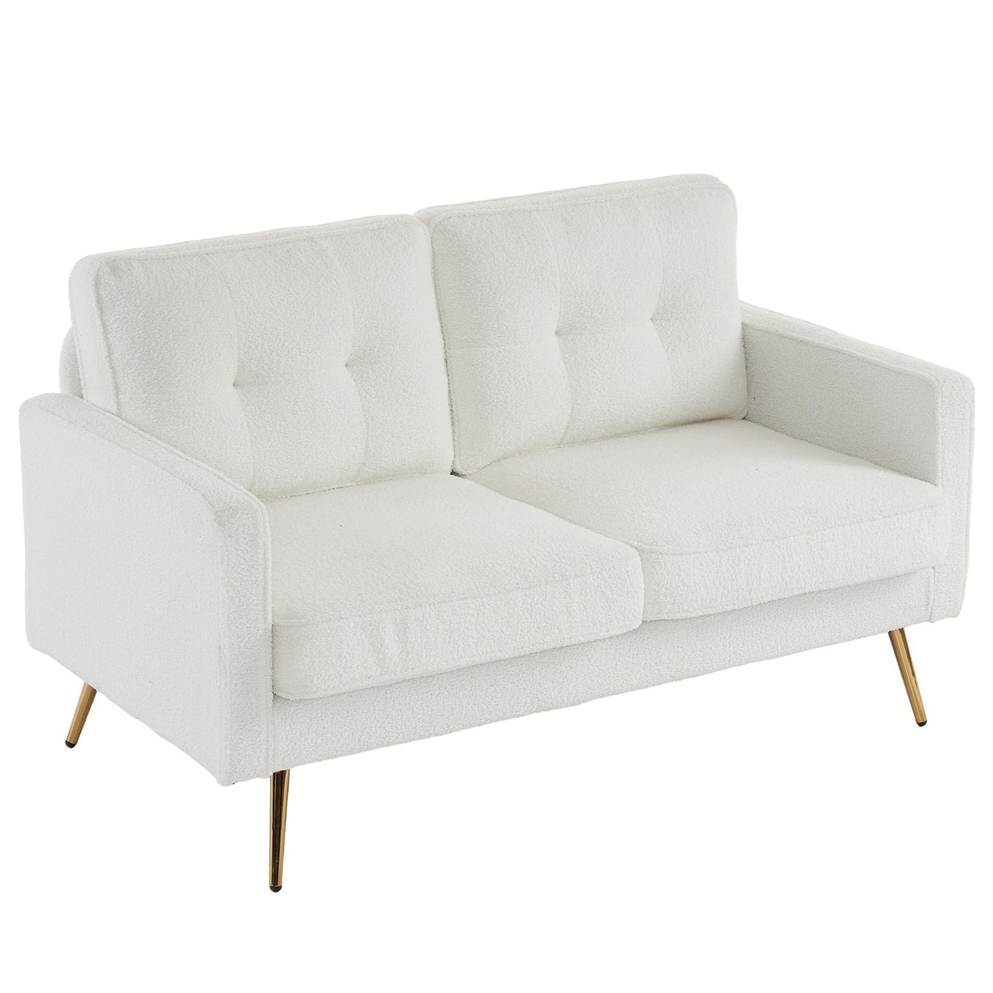 VINGLI 56" Modern White Loveseat,Small Sofa Couch with Deep Seat for Living Room,Faux Sherpa 2-Seater Sofa for Bedroom,Apartment,Office,Dorm,Small Space