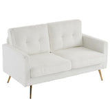 VINGLI 56" Modern White Loveseat,Small Sofa Couch with Deep Seat for Living Room,Faux Sherpa 2-Seater Sofa for Bedroom,Apartment,Office,Dorm,Small Space VINGLI