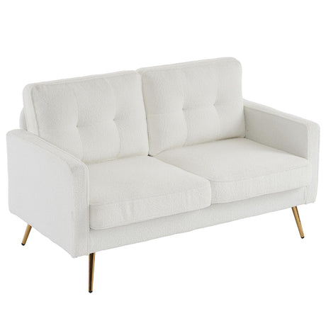 VINGLI 56" Modern White Loveseat,Small Sofa Couch with Deep Seat for Living Room,Faux Sherpa 2-Seater Sofa for Bedroom,Apartment,Office,Dorm,Small Space VINGLI