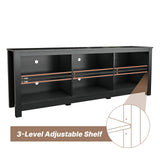 BVIUNTWO Black TV Stand for TVs up to 70 Inch,Entertainment Center for 65+ inch TV Console Table with 6 Storage Cubby, Classic Television Stands for Living Room Bedroom, 65 Inch BVIUNTWO