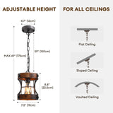7PMBEANE Rustic Farmhouse Chandelier, Wood Small Pendant Light Fixtures, Modern Chandeliers for Dining Room, Kitchen Island, Office, Bedroom, 1-Light Chandelier for All Ceilings D 7.5" x H 8.8" 7PMBEANE