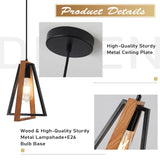 Magiroz Industrial Farmhouse Black and Wood Pendant Lights Kitchen Island 1 Light Adjustable Rustic Mini Wooden Hanging Light Fixtures Kitchen Single Pendant Lighting Over Island MPL28-1 (1 Pack) Magiroz