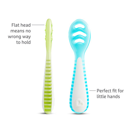 Munchkin® Gentle Dip™ Baby Spoons for Self Feeding and Baby Led Weaning, 3 Pack, Blue/Green Munchkin