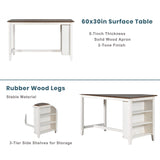 5 Pieces Counter Height Wooden Bar Table Set with 3-Tier Shelf and 4 Chairs, Rustic Farmhouse Dining Table Set for 4, White Harper & Bright Designs