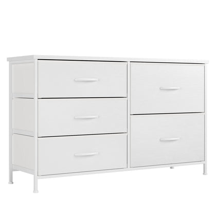 Nicehill White Dresser for Bedroom with 5 Drawers, Small Dresser for Kids' Bedroom, Closet, Wide Chest of Drawers with Storage Drawers, Wooden Top, Steel Frame, Modern, White - WoodArtSupply