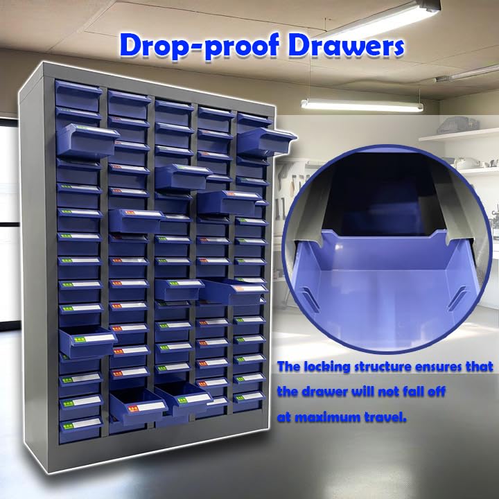 TECHTONGDA Bolt and Nut Tool Storage Steel Cabinet 75 Drawers Parts Cabinet Hardware Organizer and Storage Organization Shelves with Dividers Assortment KIT TECHTONGDA