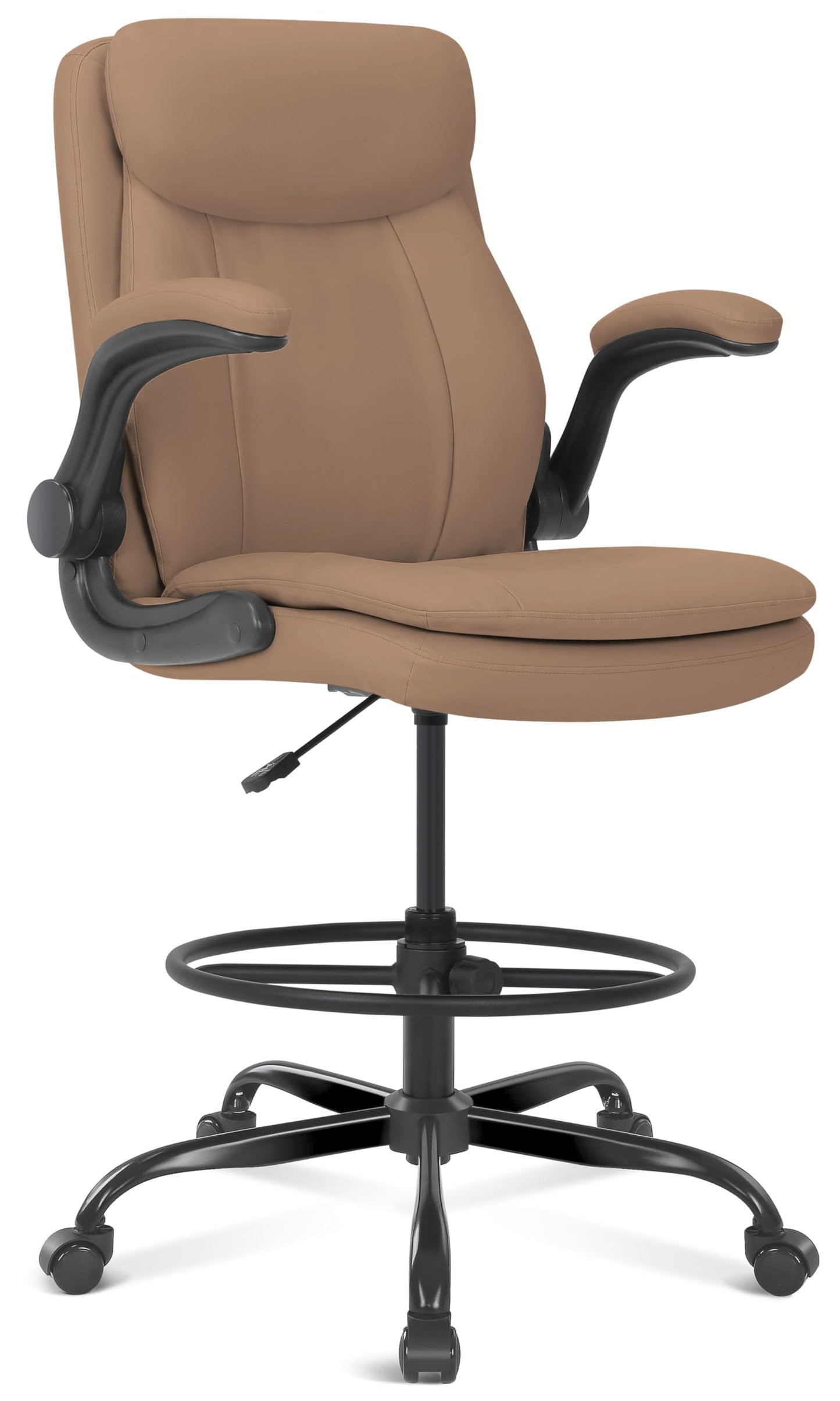 Misolant Tall Office Chair, Drafting Chair for Standing Desk, High Desk Chair with Adjustable Height and Flip-up Arm, Leather Office Drafting Chair, High Office Chair for Counter Height Desk