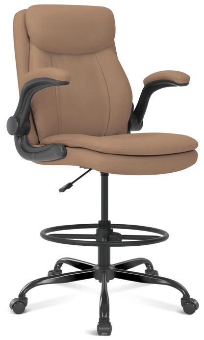 Misolant Tall Office Chair, Drafting Chair for Standing Desk, High Desk Chair with Adjustable Height and Flip-up Arm, Leather Office Drafting Chair, High Office Chair for Counter Height Desk