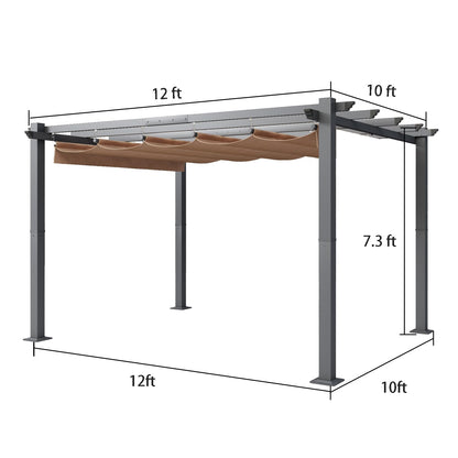 Jolydale 10'×12' Outdoor Pergola, Metal Patio Pergola with Shade Cover, Upgraded Canopy, Adjustable Roof for Garden and Backyard - WoodArtSupply