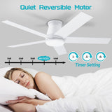 wurzee 52" Ceiling Fan with Light, White,6 Speeds DC Reversible Motor,Timing, Dimmable for Bedroom, Kitchen, Patios wurzee