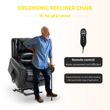 Genuine Leather Power Lift Recliner Elderly Chair, Lay Flat Lift Chairs, Remote Control with Point- Like Distribution Massage/Heating/Adjusting Reclining Model (Black) Luckoney