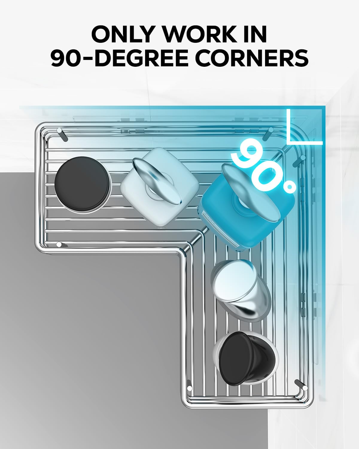 Nieifi Corner Shower Shelves Stainless Steel, Adhesive Shower Caddy Basket Rack with Hooks, Rust Proof for Bathroom Shelf Shampoo Holder (Silver, 2 Pack) Nieifi