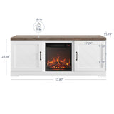 BELLEZE Modern 58" Farmhouse TV Stand with 18" Electric Fireplace Heater & Media Entertainment Center for TV up to 65", Console Table with Storage Cabinets - Hilo (White) BELLEZE