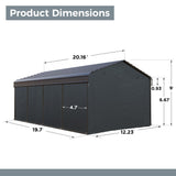 GREEN PARTY 12 x 20 ft Metal Carport Removable Sidewalls（Not Include Carport） GREEN PARTY