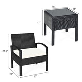 Tangkula AM0583HM 3 Piece Patio Furniture Set with 2 Cushioned Chairs & End Table, Black Tangkula