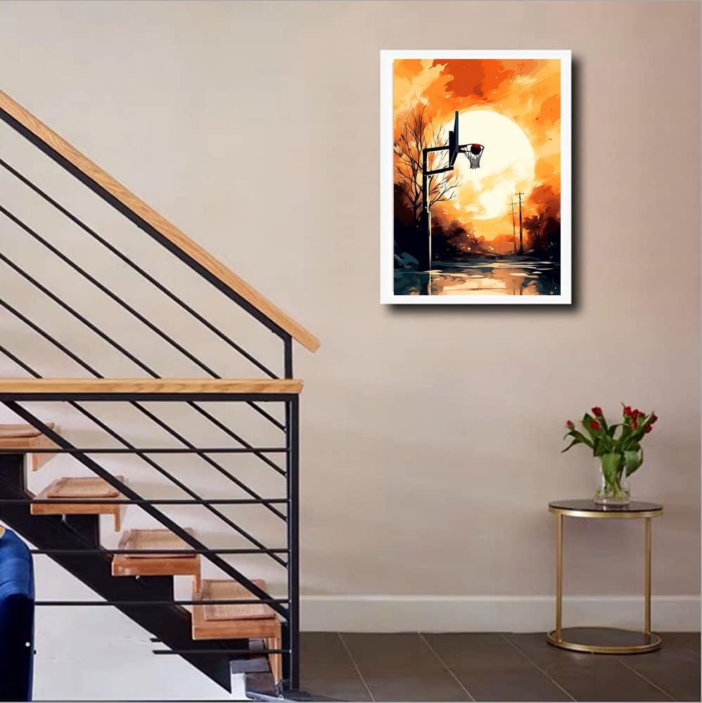 MaiYiYi Basketball Frame Diamond Painting by Numbers, 5D Full Round Drill Sun Basketball Frame Crystal Diamond Painting Set for Adult Beginner Home Wall Art Decor (30X40 CM) MaiYiYi
