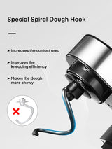 Stand Mixer FOHERE, 5.8 QT Stainless Steel Mixer with Dough Hook, Mixing Beater, Wire Whip, Dishwasher-safe, 6+P Speeds Tilt-Head Kitchen Dough Mixers for Cake, Electric Home Cooking Kitchen Mixer FOHERE