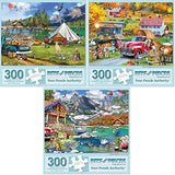 Bits and Pieces Set of 3 Jigsaw Puzzles 300 Pieces - New England Farm Lake Bits and Pieces