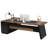 Tribesigns 78" L-Shaped Executive Office Desk, Large Modern Computer Desk with Drawers and Lateral File Cabinet, Business Furniture with Storage Shelves (Light Walnut + Black) Tribesigns