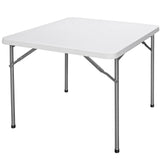 ZenStyle 3 ft Indoor Outdoor Heavy Duty Portable Plastic Folding Table, Square Card Table Utility Desk Game Table for Puzzles Crafting Picnic Camping Dining Party, White ZenStyle