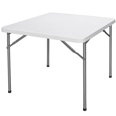ZenStyle 3 ft Indoor Outdoor Heavy Duty Portable Plastic Folding Table, Square Card Table Utility Desk Game Table for Puzzles Crafting Picnic Camping Dining Party, White