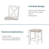 5 Pieces Counter Height Wooden Bar Table Set with 3-Tier Shelf and 4 Chairs, Rustic Farmhouse Dining Table Set for 4, White Harper & Bright Designs