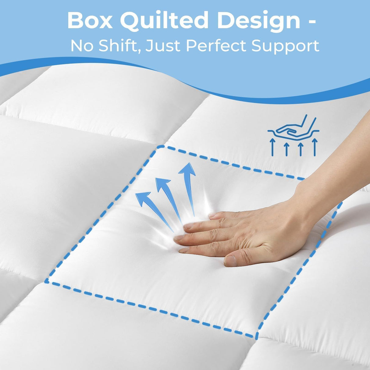 YUGYVOB Queen Mattress Topper -600GSM Extra Thick Cooling & Breathable Mattress Pad with Deep Pocket 8"-21" & Soft Down Alternative Filling, White YUGYVOB