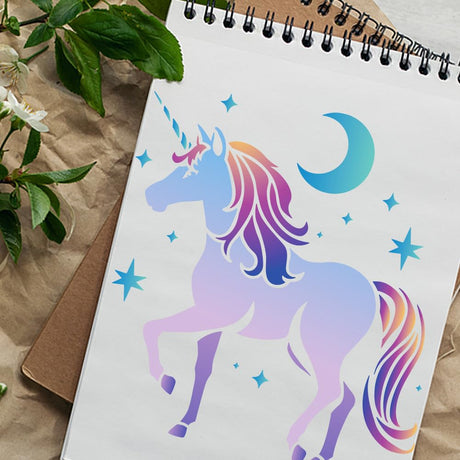 Unicorn Stencil for Painting 11.8 x 11.8 Inch Reusable Plastic Unicorn Template for Painting on Wall Wood Furniture Fabric Canvas, DIY Craft Stencil DOODLREAM