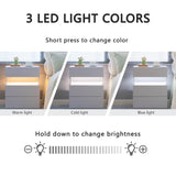 DKYNDSYN Lighted Nightstand with 3 Drawers, LED Lights with 3 Colors and Adjustable Brightness, Remote Control, 19.7" W x 14.6" D x 23.6" H, White DKYNDSYN