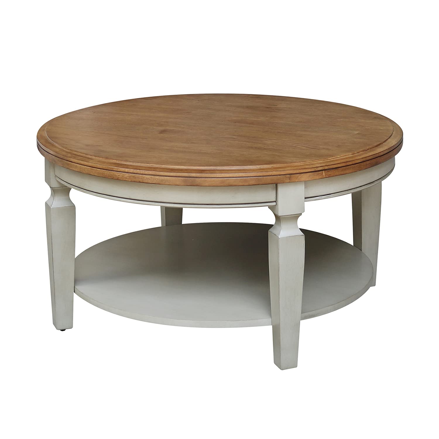 International Concepts Vista Round Hickory Stone Coffee Table - WoodArtSupply