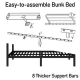 Bellemave Full Over Full Bunk Beds for Adults with Ladder & Full-Length Guardrails, Metal Heavy Duty Full Size Bunk Bed Frame with Sturdy Slats, Noise Free, No Box Spring Needed, Black Bellemave