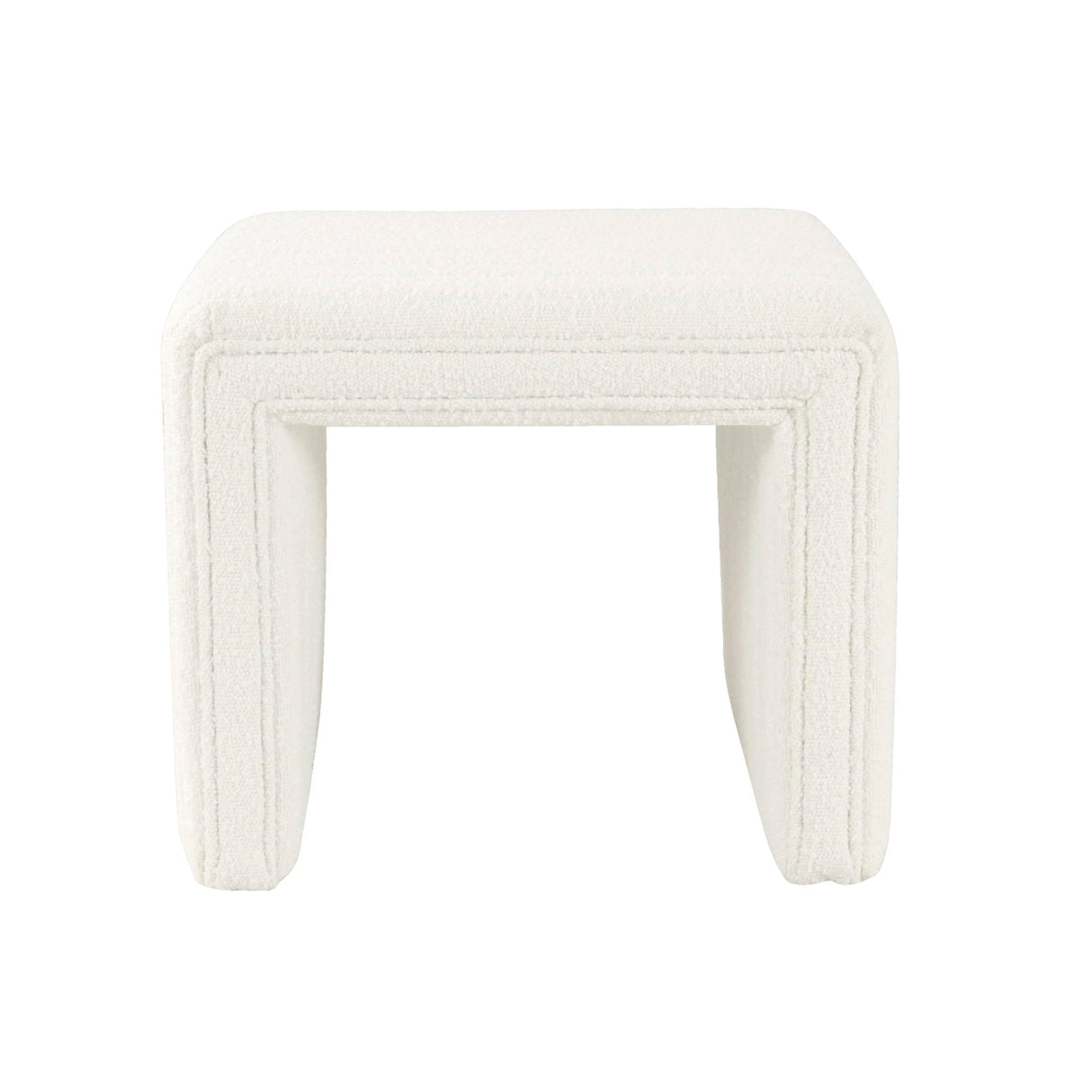 HomePop Modern Channel Tufted Ottoman Home Décor|Ottoman for Living Room & Bedroom - Cream Boucle HomePop