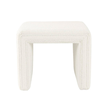 HomePop Modern Channel Tufted Ottoman Home Décor|Ottoman for Living Room & Bedroom - Cream Boucle HomePop