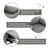 Leather Power Recliner Sofa Set with LED, Reclining Living Room Set, Power Recliner Couch and Loveseat with USB Port/Cup Holder/Storage (Leather Sofa and Loveseat, Light Grey) Plithzy