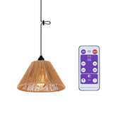 Battery Operated Pendant Light Outdoor Chandelier for Gazebo Hanging Lamp with LED Bulbs Rattan Shade Lantern for Porch Patio Backyard Bedroom Kitchen Decor Powered by 4*AA Batteries EcoGehen